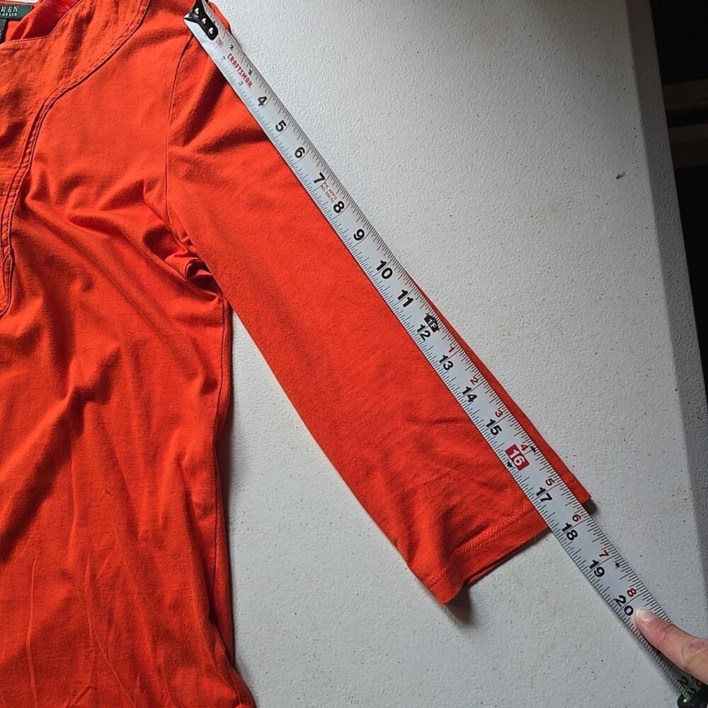 Lauren Ralph Lauren Orange Medium M‎ 3/4 Sleeve Pullover Tunic T-shirt - Picture 6 of 7